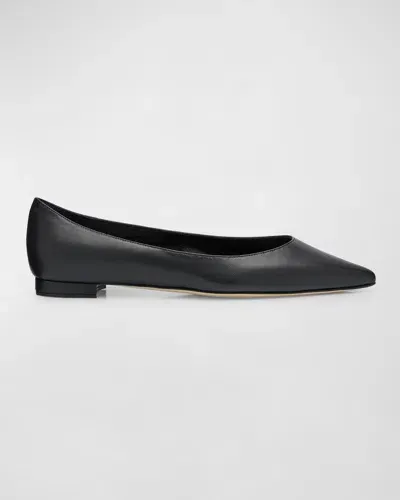 Manolo Blahnik Gala Lambskin Point-toe Ballerina Flats In Black