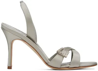 Manolo Blahnik Gray Ramisli Heeled Sandals In 0334 Medium Grey