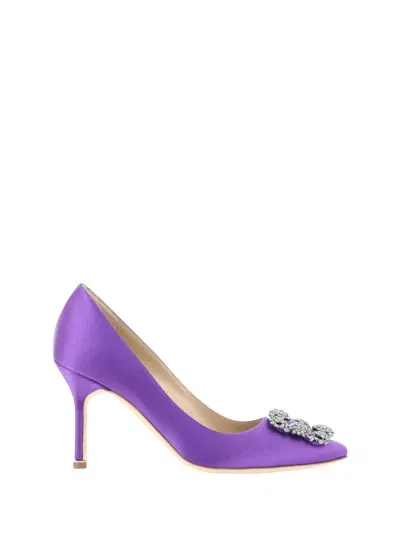 Manolo Blahnik Hangisi_fmc Clava Satin 090 Pump Shoes In Bpur