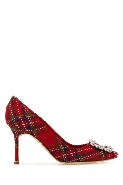 Manolo Blahnik Embroidered Fabric Hangisi Pumps In Multi