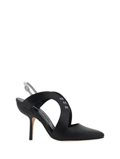 Manolo Blahnik Jijara Vulca Calf 105 Pump Shoes In Blck