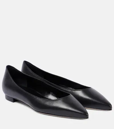 Manolo Blahnik Kietta Leather Ballet Flats In Black