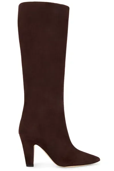 Manolo Blahnik Lina 90 Suede Boot In Dark Brown