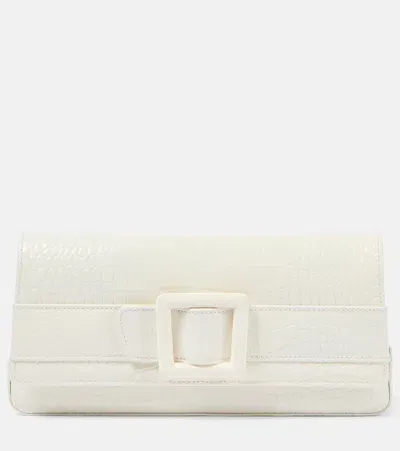 Manolo Blahnik Maygot Snake-effect Leather Clutch In White