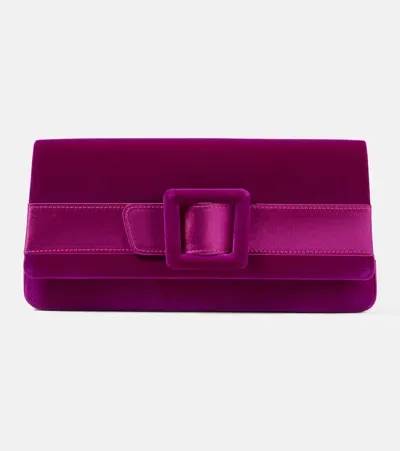 Manolo Blahnik Maygot Velvet Clutch In Purple