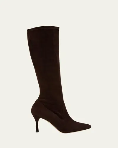 Manolo Blahnik Brown Oculara Tall Boots In Dark Brown