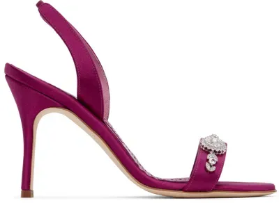 Manolo Blahnik Pink Lamisan Heeled Sandals In Dpnk(6520)