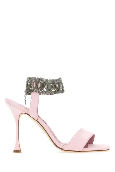 Manolo Blahnik Lierasan 105mm Suede Sandals In Pink