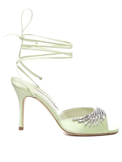 Manolo Blahnik Plumena 90mm Sandals In Verde