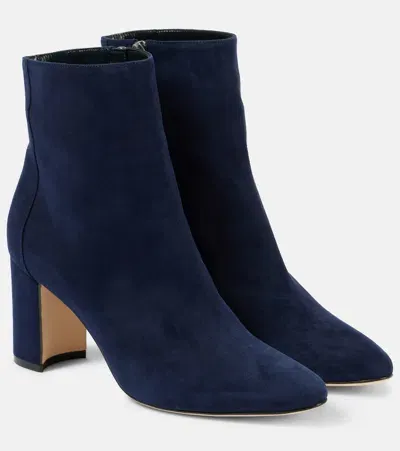 Manolo Blahnik Rosie Suede Ankle Boots In Blue