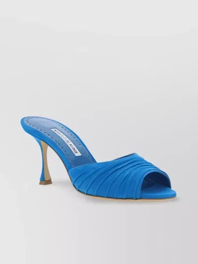 Manolo Blahnik Blue Pirua 70 Ruched Mules In Multicolor