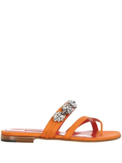 Manolo Blahnik Susa Crossover Straps Sandals In Dora