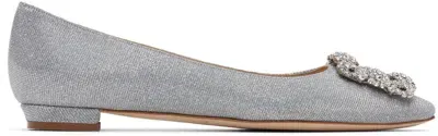 Manolo Blahnik Silver Hangisi Ballerina Flats In Ywov(9721)