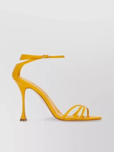 Manolo Blahnik Strappy Open Toe Stiletto Pumps In Yellow