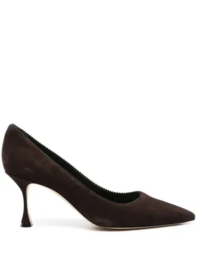 Manolo Blahnik Suede Pumps In Brown