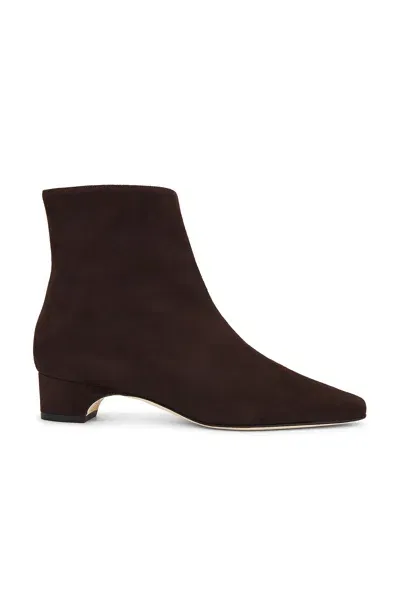 Manolo Blahnik Tolarc Suede Boot In Dark Brown