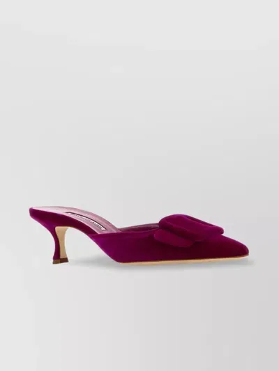 Manolo Blahnik Maysale Val Velvet 050 Mule Shoes In Bpur