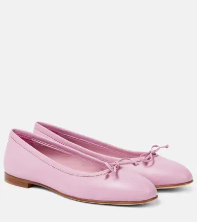 Manolo Blahnik Verallii Leather Ballet Flats In Pink