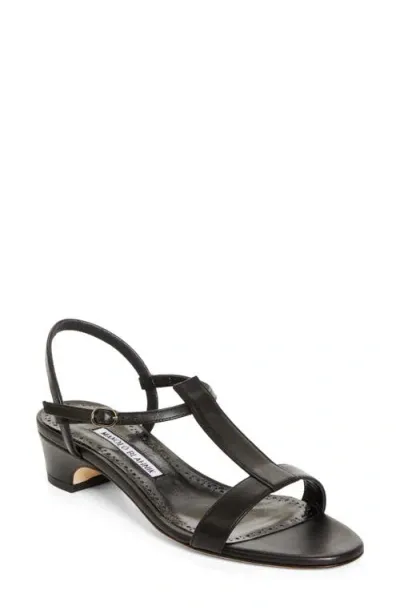 Manolo Blahnik Virnana Block Heel Sandal In Black