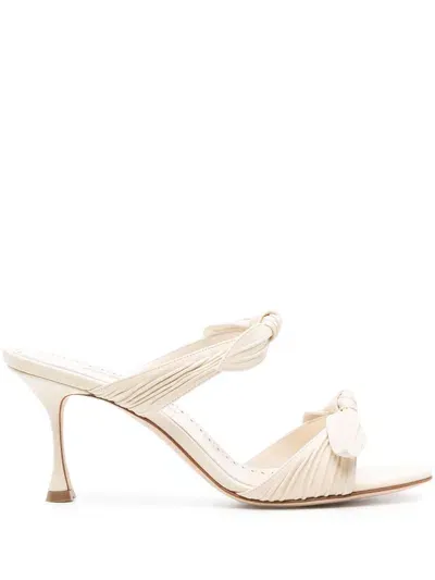 Manolo Blahnik Lollo 70mm Leather Mules In Neutrals