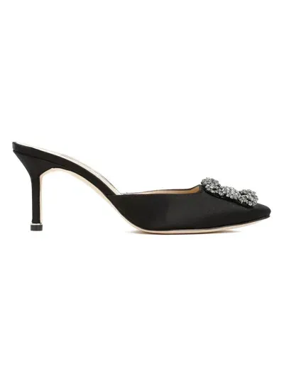 Manolo Blahnik Hangisi 70mm Appliqué Mules In Black