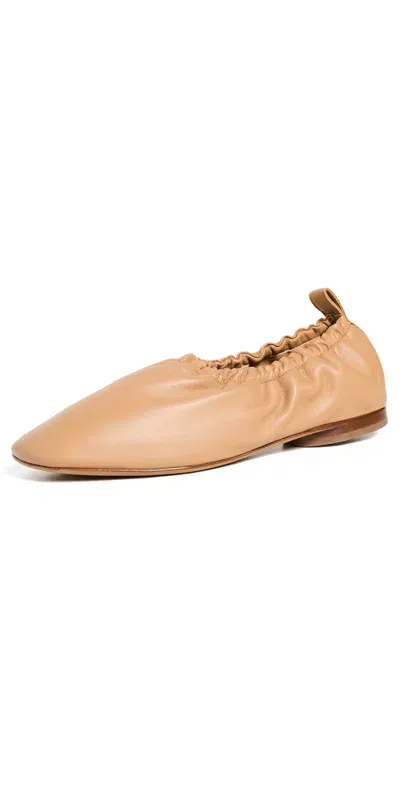 Mansur Gavriel Glove Ruched Ballerina Flats Caramel