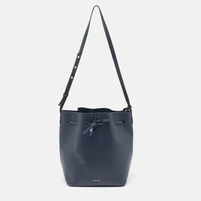 Pre-owned Mansur Gavriel Navy Blue Leather Bucket Bag