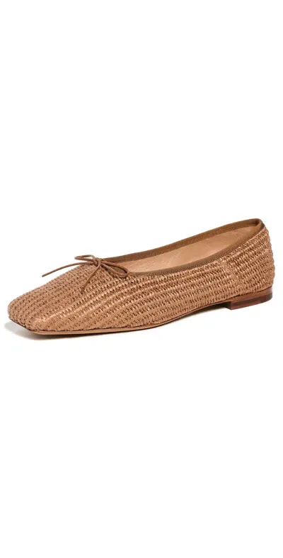 Mansur Gavriel Square Toe Ballerina Flats Caramel