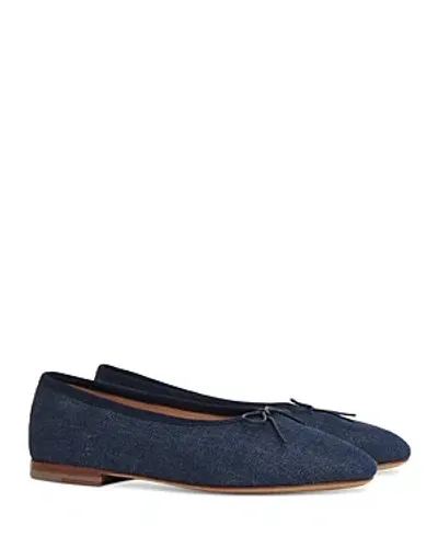 Mansur Gavriel Bow-detail Denim Ballerina Shoes