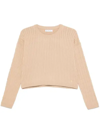 Manuel Ritz Cropped Cable-knit Sweater In Neutral