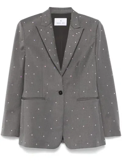 Manuel Ritz Crystal-appliqué Blazer In Grey