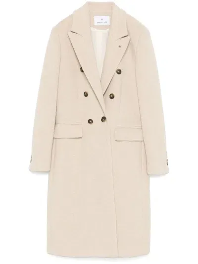 Manuel Ritz Double-breasted Coat In Neutrals