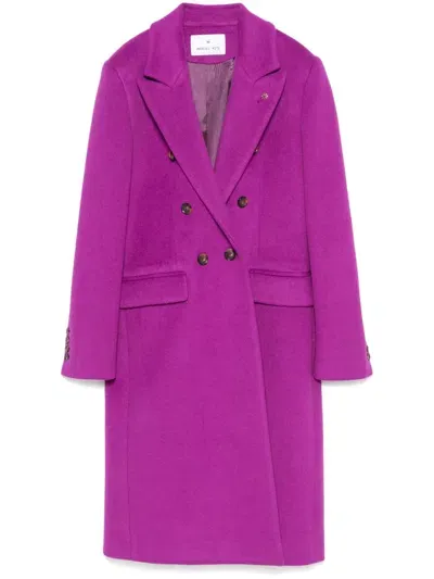 Manuel Ritz Double-breasted Coat In Purple