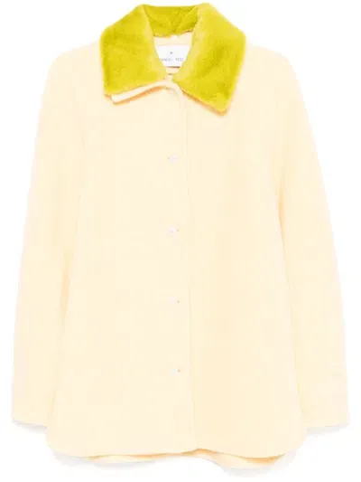 Manuel Ritz Faux-shearling-collar Jacket In Yellow