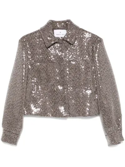 Manuel Ritz Sequinned Jacket In Brown