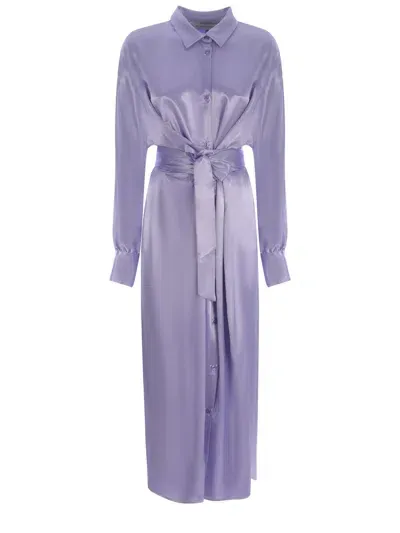 Manuel Ritz Shirt Dress  Made Of Satin In Glicine