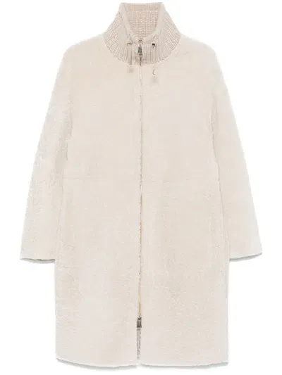 Manzoni 24 Faux-shearling Coat In Neutrals