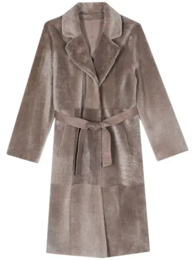 Manzoni 24 Leather Coat In Neutrals