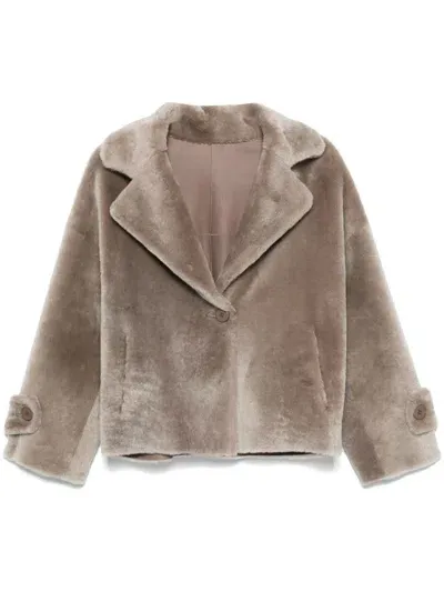 Manzoni 24 Shearling Jacket In Brown