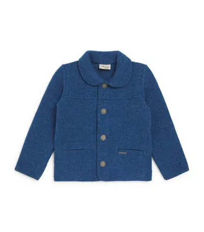 Marae Kids' Wool Collared Jacket In Blue