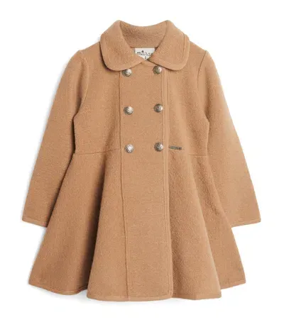 Marae Kids' Wool Double-breasted Coat In Beige