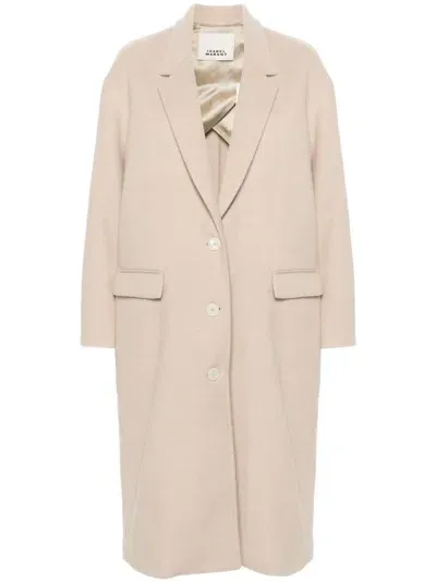 Marant Efezia Single-breasted Coat In Nude & Neutrals