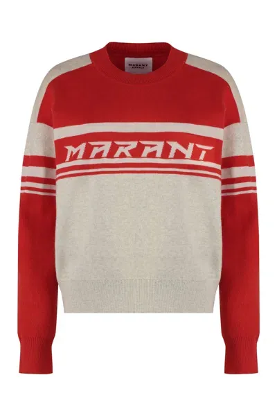 Marant Etoile Callie Cotton Blend Crew-neck Sweater In Red