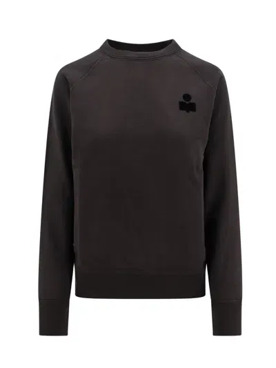 Marant Etoile Cotton Blend Sweatshirt With Flocked Logo In Black