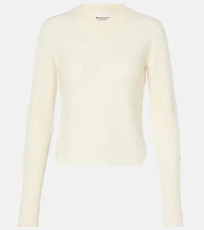 Marant Etoile Gabyne Ribbed-knit Wool-blend Sweater In White