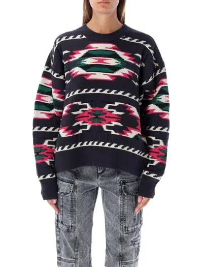 Marant Etoile Geometric Pattern Milton Knitted Sweater In Black