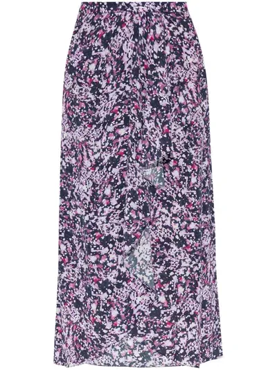 Marant Etoile Graphic-print Asymmetric Midi Skirt In Purple