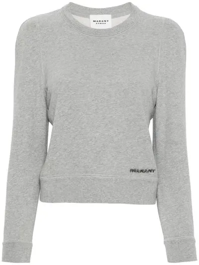 Marant Etoile Logo-embroidered Mélange Sweatshirt In Grey