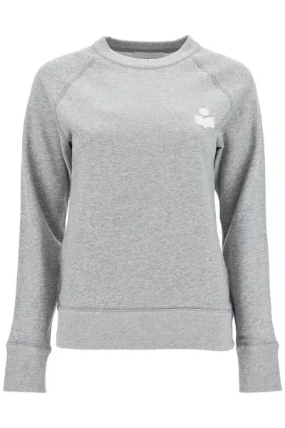 Marant Etoile Milla Cotton Sweatshirt With Round Neck In Grey/white (grey)