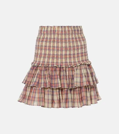 Marant Etoile Naomi Checked Cotton Voile Miniskirt In Pink